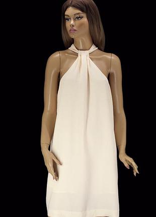 Новое брендовое молочное платье "mango" из фактурной ткани. размер uk14/eur xl.