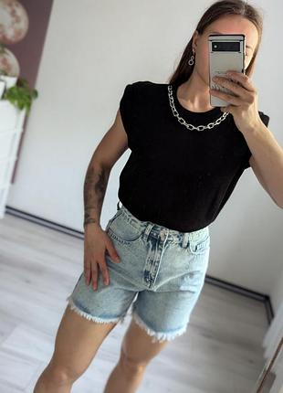 Черный топ с плечиками, женская майка топ