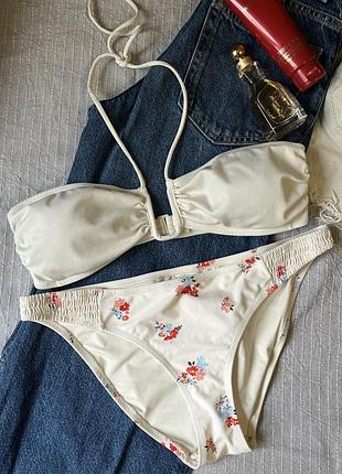 Роздільний молочний купальник у принт квіти primark