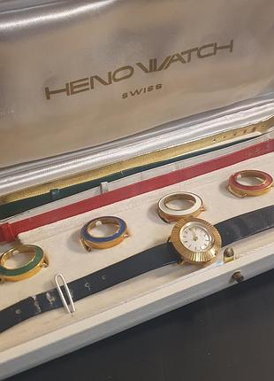 Heno watch swiss жіночій годинник в наборі з змінними безелями та ремінцями