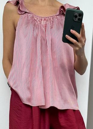 Ted baker блузка свободного кроя из атласного шелка в тонкую полоску