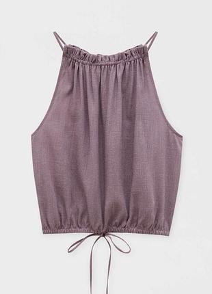 Блузка топ безрукавка лен изо льна летняя лиловая сиреневая легкая m