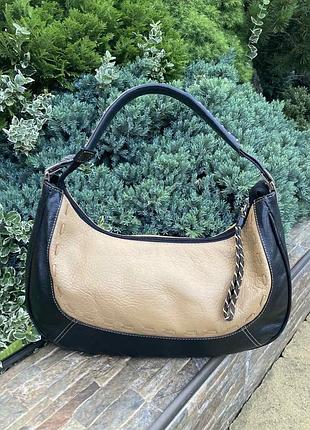 Стильна оригінальна шкіряна жіноча сумка багет хобо натуральна шкіра