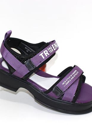 Босоніжки 113166 текстильні, сандалі на липучках