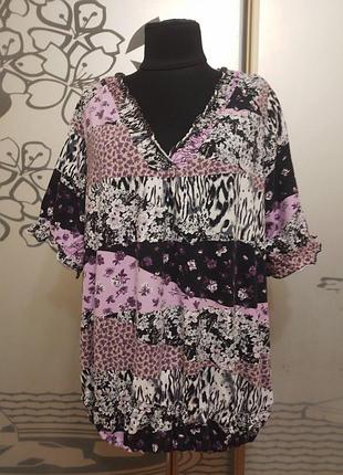 Брендовая трикотажная вискозная блуза футболка большого размера батал