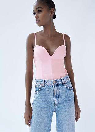 Рожеве боді від zara,  р.s (44) 🌸