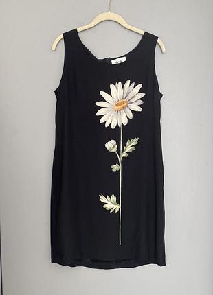 Плаття міні коротка сукня по фігурі чорне з принтом  квітка