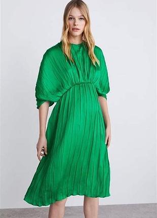 Зелена сукня плісе міді zara limited edition