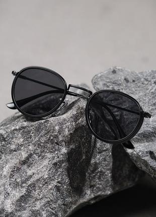 Черные стильные поляризационные овальные очки винтаж