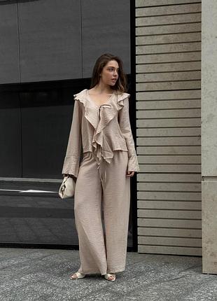 Костюм льон бохо блуза і брюки