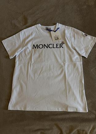 Чоловіча футболка moncler з принтом біла монклер розмір l