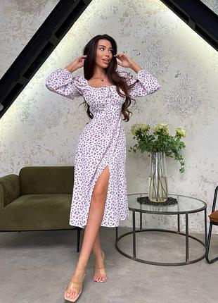 Жінщчамвуня міді у квітковий принт 🌸 з довгими рукавами