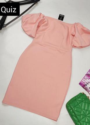 Платье женское миди розовое футляр с открытыми плечами от бренда quiz s