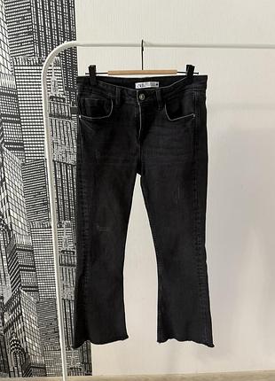 Джинси zara кльош укорочені джинси zara cropped flare jeans