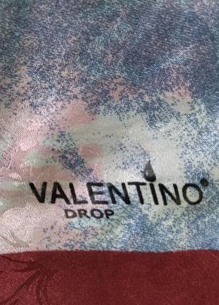Шелковый шарф платок голубые розы valentino drop5 фото