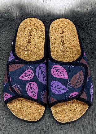 Тапочки женские inblu синие на липучке с пробковой стелькой 4229
