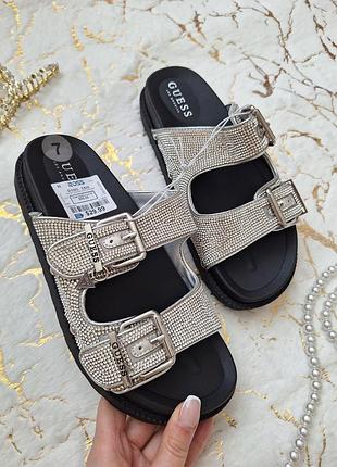 Шльопанці guess з камінчиками блискучі в наявності розмір 7 ( 37)