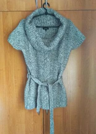 Свитер - безрукавка меланж с поясом 💛 wool #cotton