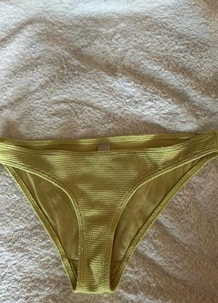 Плавки женские от купальника, низ от купальника лимонные, жатка