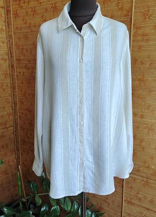 Рубашка в полоску с льном и вискозой