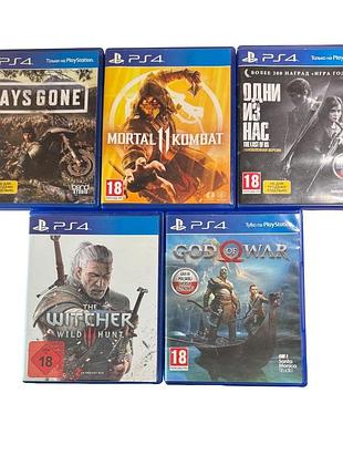 Диски  ps4 mortal kombat 11  the last of us the witcher 3 god of war
