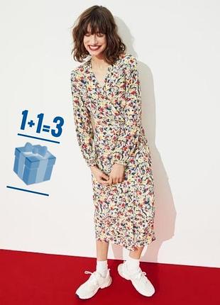 Міді сукня на запах в квітковий принт h&m s віскоза