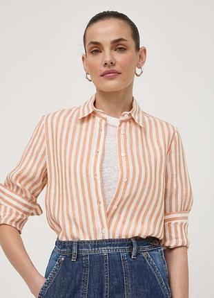 Оверсайз рубашка в полоску из смеси льна льняная h&amp;m