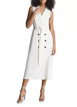 Стильное белое платье жилет блазер  миди