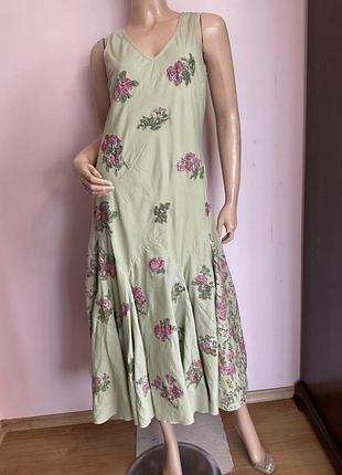 Хлопковое длинное платье-годе с декором/ l- xl/ brend m&s marks & spencer
