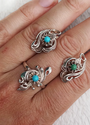 Серебряный комплект с цветочным декором " цветения"