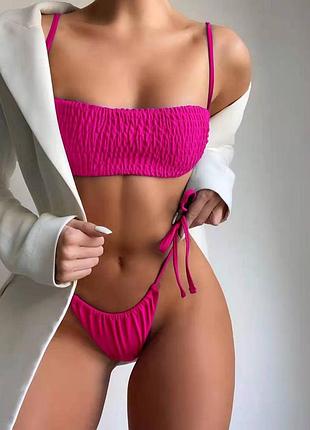 2285 розовый раздельный купальник