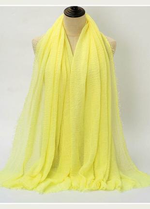 Шарф палантин платок базовий лимонний1 фото