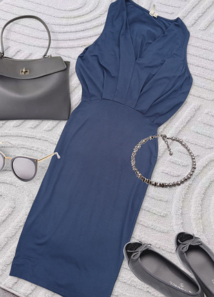 Платье миди синее