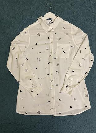 Сорочка жіноча біла з принтом equipment стиль кежуал, м