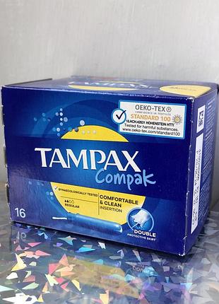 Tampax compak regular comfortable clean тампоны с аппликатором тампакс регуляр на 2 капли 16 шт штук