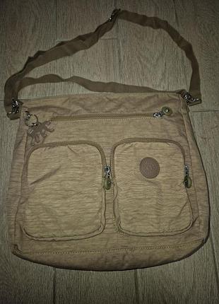 Женская сумка kipring tasmo true beige, бежевая сумка (10,5 л), бельгия