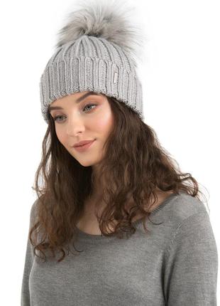 Зимова жіноча шапка з красивим бубоном evelin від loman! польща!