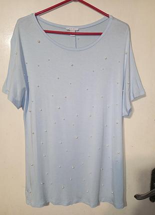 Турция натуральная трикотажная-стрейч блузка-футболка с жемчужинами amisu