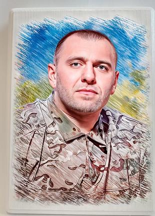 Василь малюк фото- портрет, картина на дереві