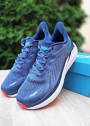 Чоловічі якісні та стильні кросівки HOKA ONE ONE Mach 4 Men's Running Shoes Hot Coral Saffron clifton 8 сині з червоним