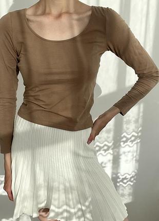 Лонгслів кофта lindex шоколадного кольору коричнева топ кроптоп блузка блуза