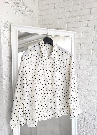 Блузка біла горошок, блузка літня