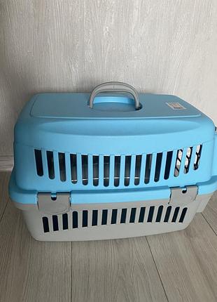 Переноска для котів та собак сіро-блакитна. розмір: 48,5×32,5х32,5.