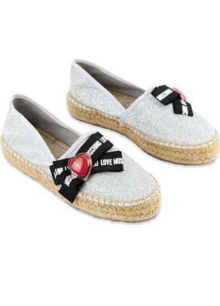 Love moschino срібні еспадрильї