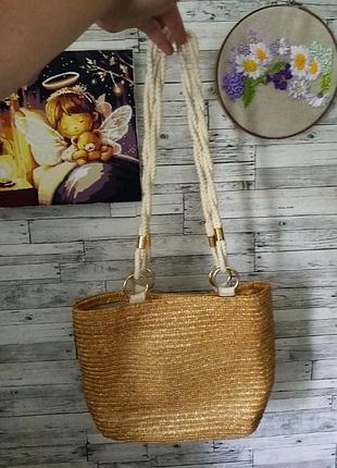 Солом'яна сумка на довгих ручках