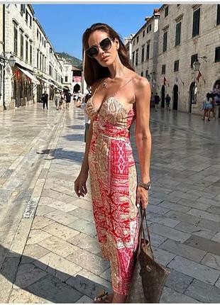 Неймовірно гарна сукня сарафан міді від zara тканина льон віскоза
