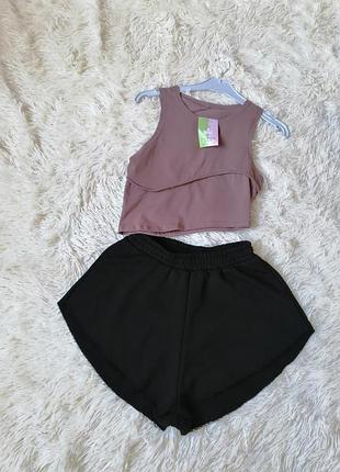 Летний костюм трикотаж cotton шорты юбка и топ