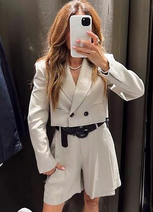 Шорти з ременем бермуди zara льон