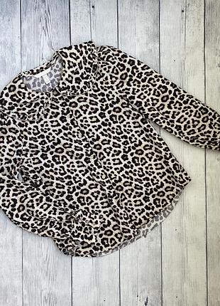 Леопардовая женская рубашка от slim h&m xs/s(34/36)