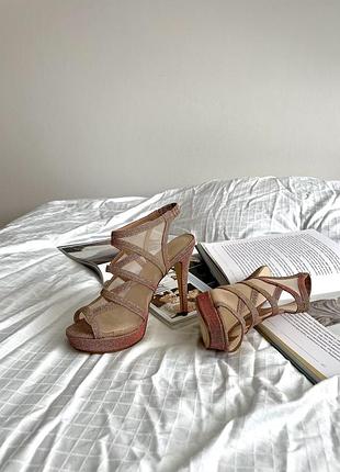 Блискучі босоніжки на високому каблуку nine west